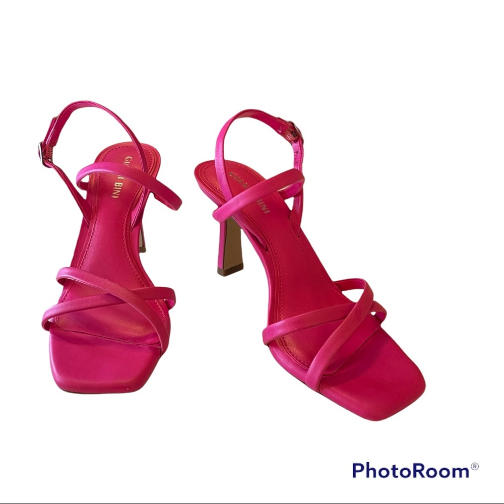 Gianni Bini Neveena Neon Pink Strappy Heels Square Toe Sandals
